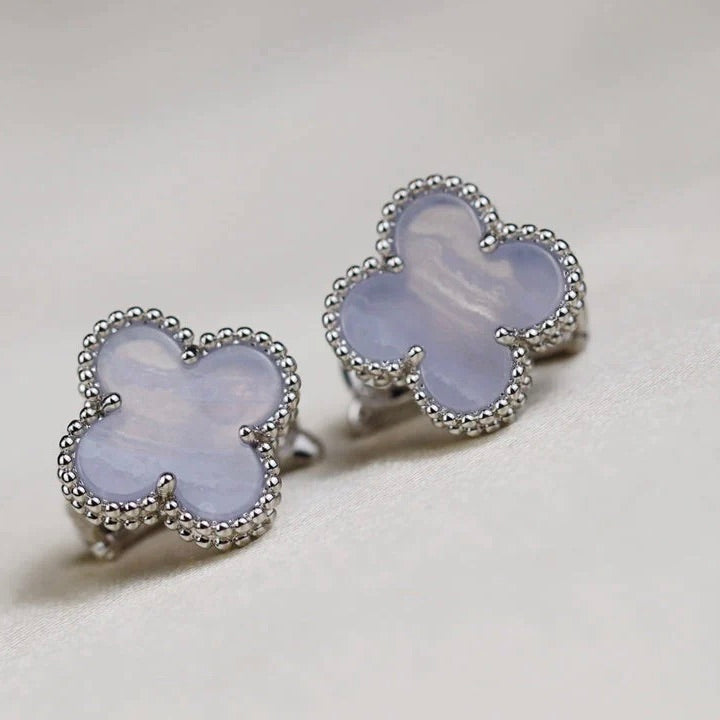 [Love More]CLOVER MEDIUM 1 MOTIFS  WHITE MOP EARRINGS SILVER