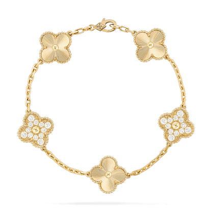 [Love More]CLOVER BRACELET 5 MOTIFS GOLD DIAMOND